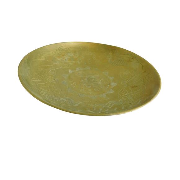 Vintage Chinese Brass Water Gong Decorative Bowl Serpents Dragons 12" - Picture 6 of 7